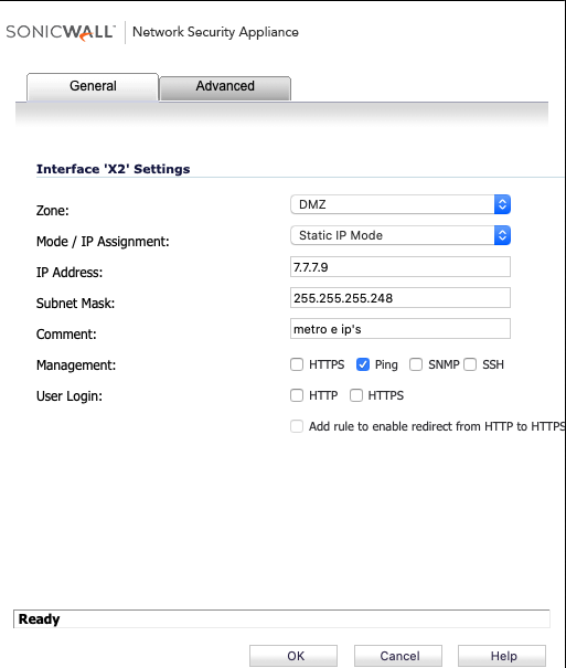 Interface X2 DMZ Setup