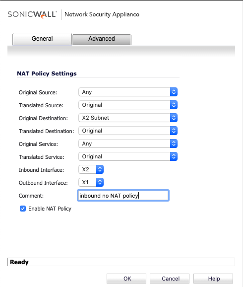 In Bound NoNat Policy X2